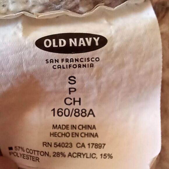 OLD NAVY Fair Isle Shawl Collar Cardi Sweater Cotton Duster Ivory Taupe Size S - Picture 5 of 11